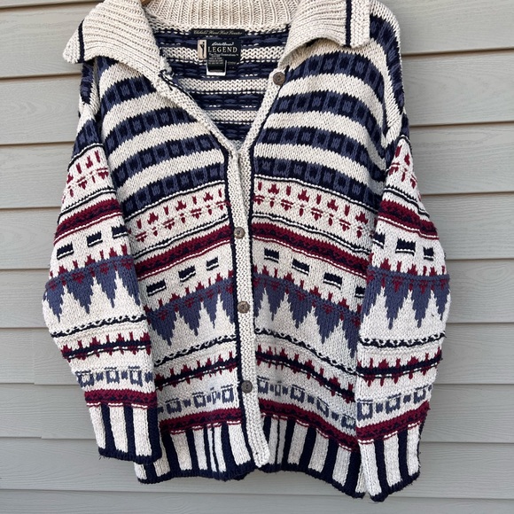 Eddie Bauer Legend Chehalis Hand Knit Sweater, Aztec pattern - Size Large - Picture 9 of 9
